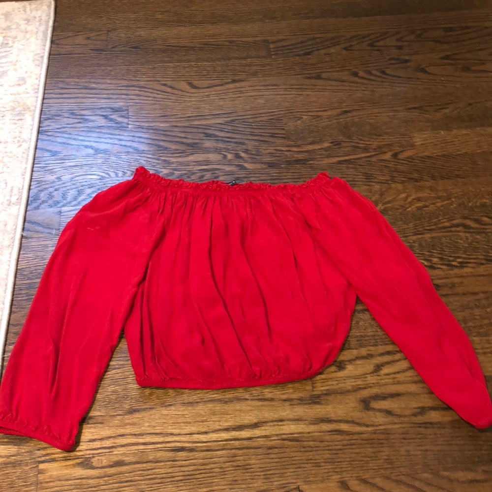 Brandy Melville red off the shoulder ruffle top
